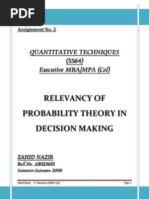 decision making under certainty uncertainty and risk pdf subjective probability example
